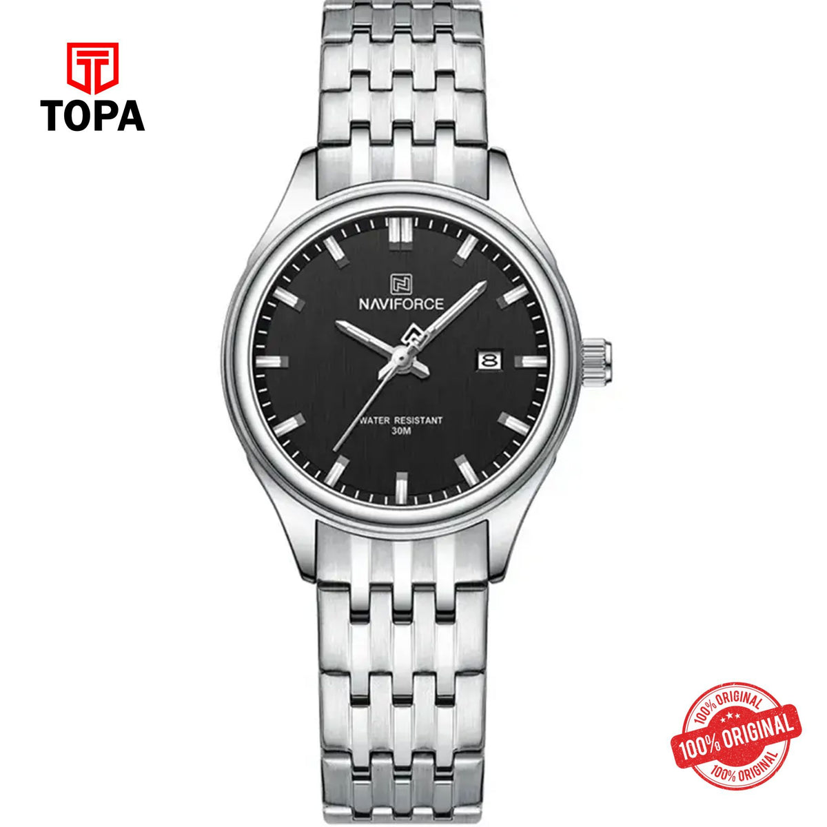 Topa NaviForce-NF8039L-CH-BLK-Metal-Band-Women-Watch - Product Image 1