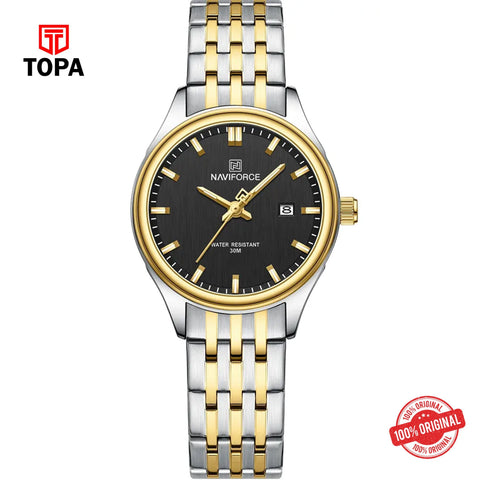 Topa NaviForce-NF8039L-TTGLD-BLK-Metal-Band-Women-Watch - Product Image 1
