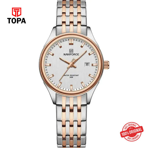 Topa NaviForce-NF8039L-TTRG-WHT-Metal-Band-Women-Watch - Product Image 1