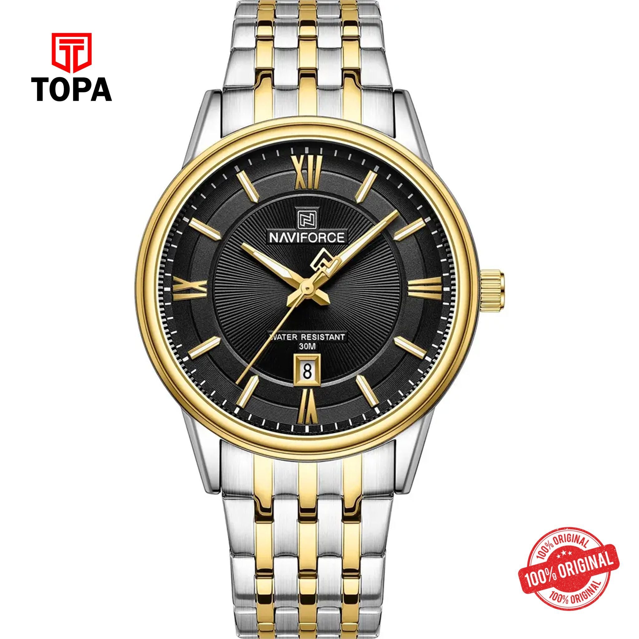 Topa NaviForce-NF8040G-TTGLD-BLK-Metal-Band-Men-Watch - Product Image 1