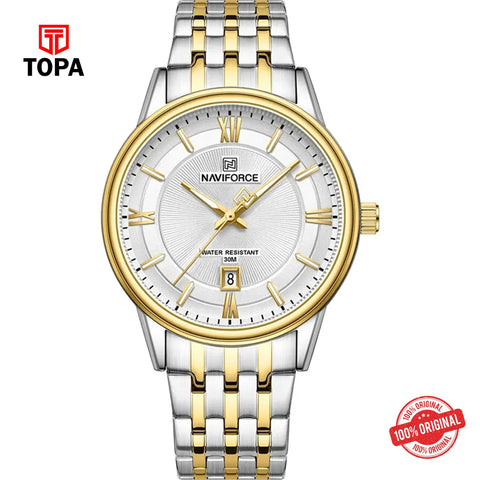 Topa NaviForce-NF8040G-TTGLD-WHT-Metal-Band-Men-Watch - Product Image 1