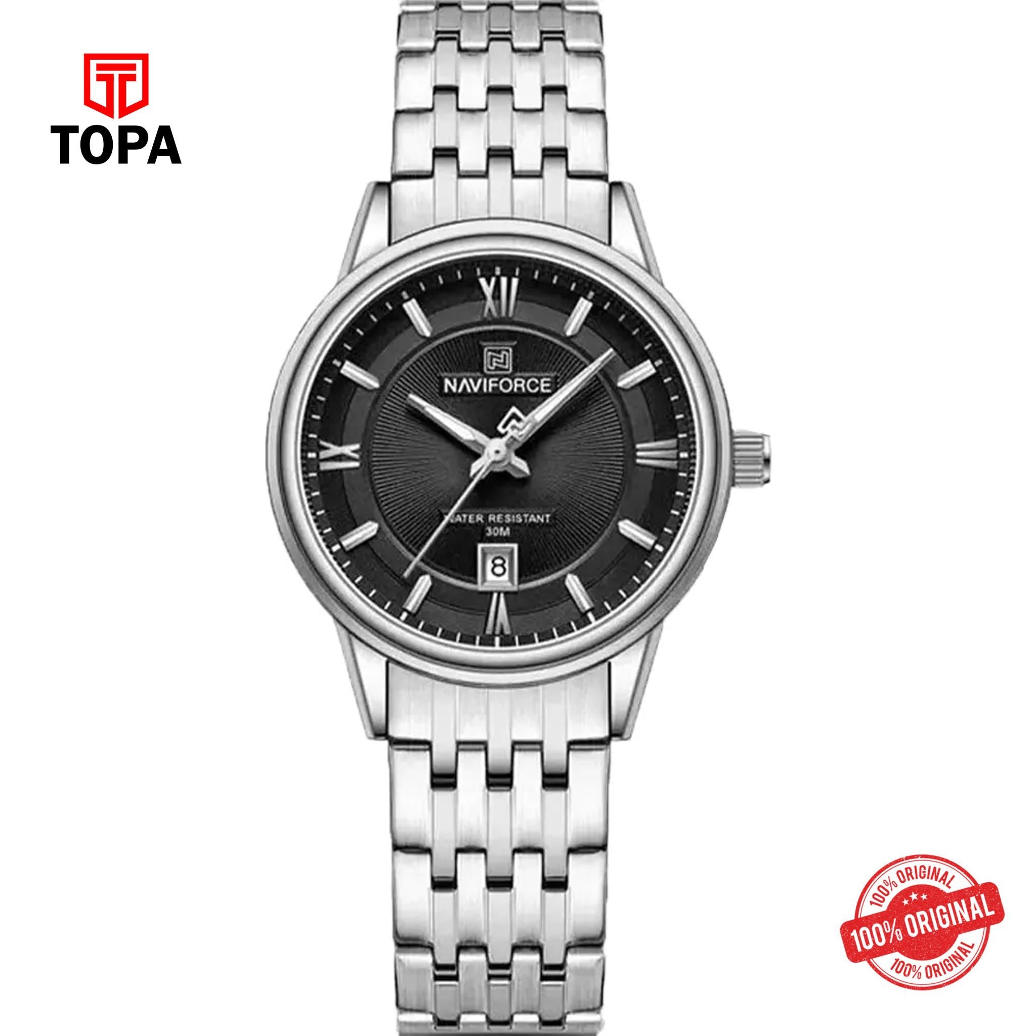 Topa NaviForce-NF8040L-CH-BLK-Metal-Band-Women-Watch - Product Image 1