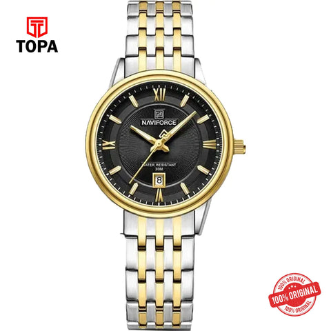 Topa NaviForce-NF8040L-TTGLD-BLK-Metal-Band-Women-Watch - Product Image 1