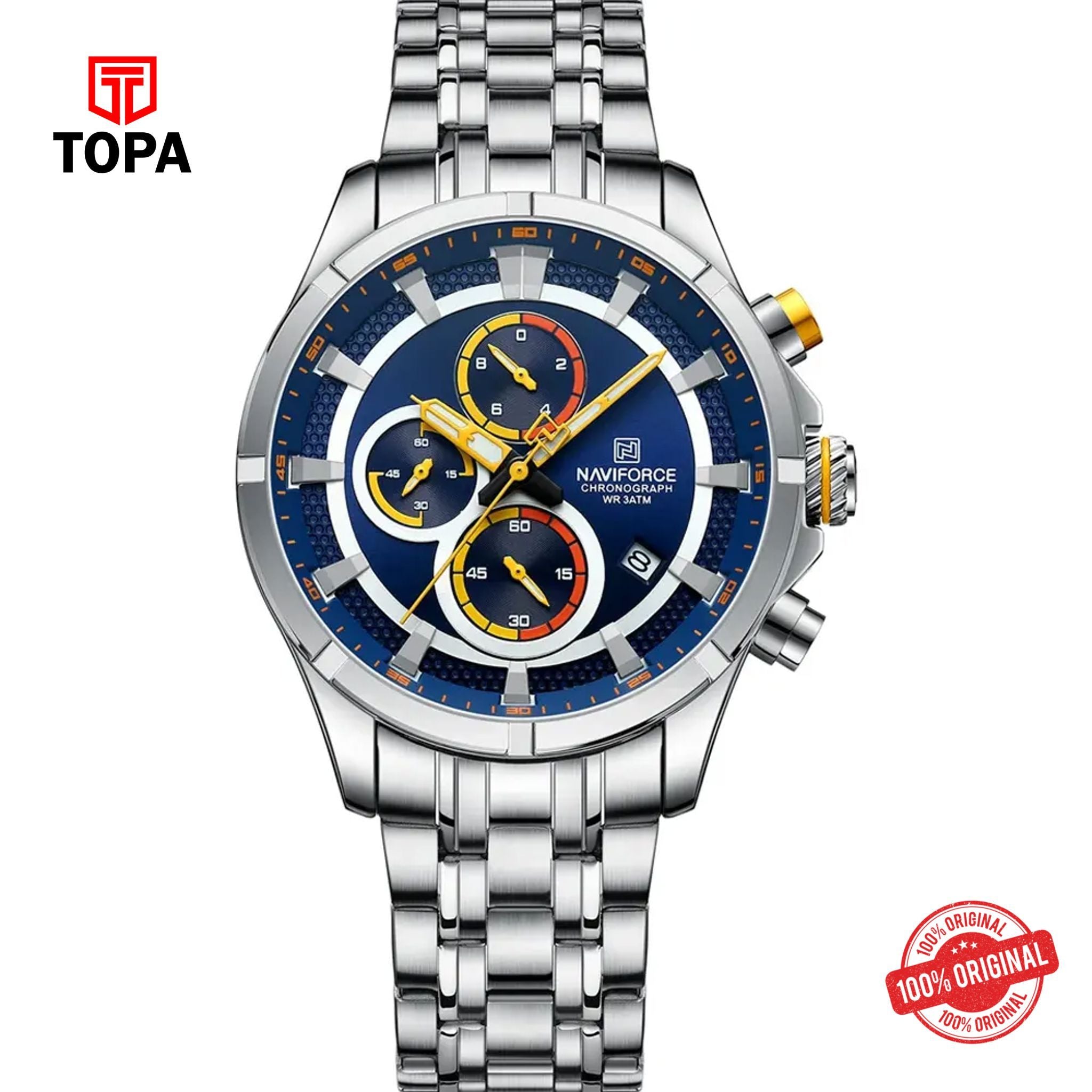 Topa NaviForce-NF8046G-CH-BLU-Metal-Band-Men-Watch - Product Image 1