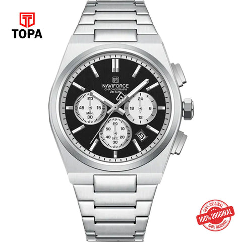 Topa NaviForce-NF8048G-CH-BLK-WHTINTX-Metal-Band-Men-Watch - Product Image 1