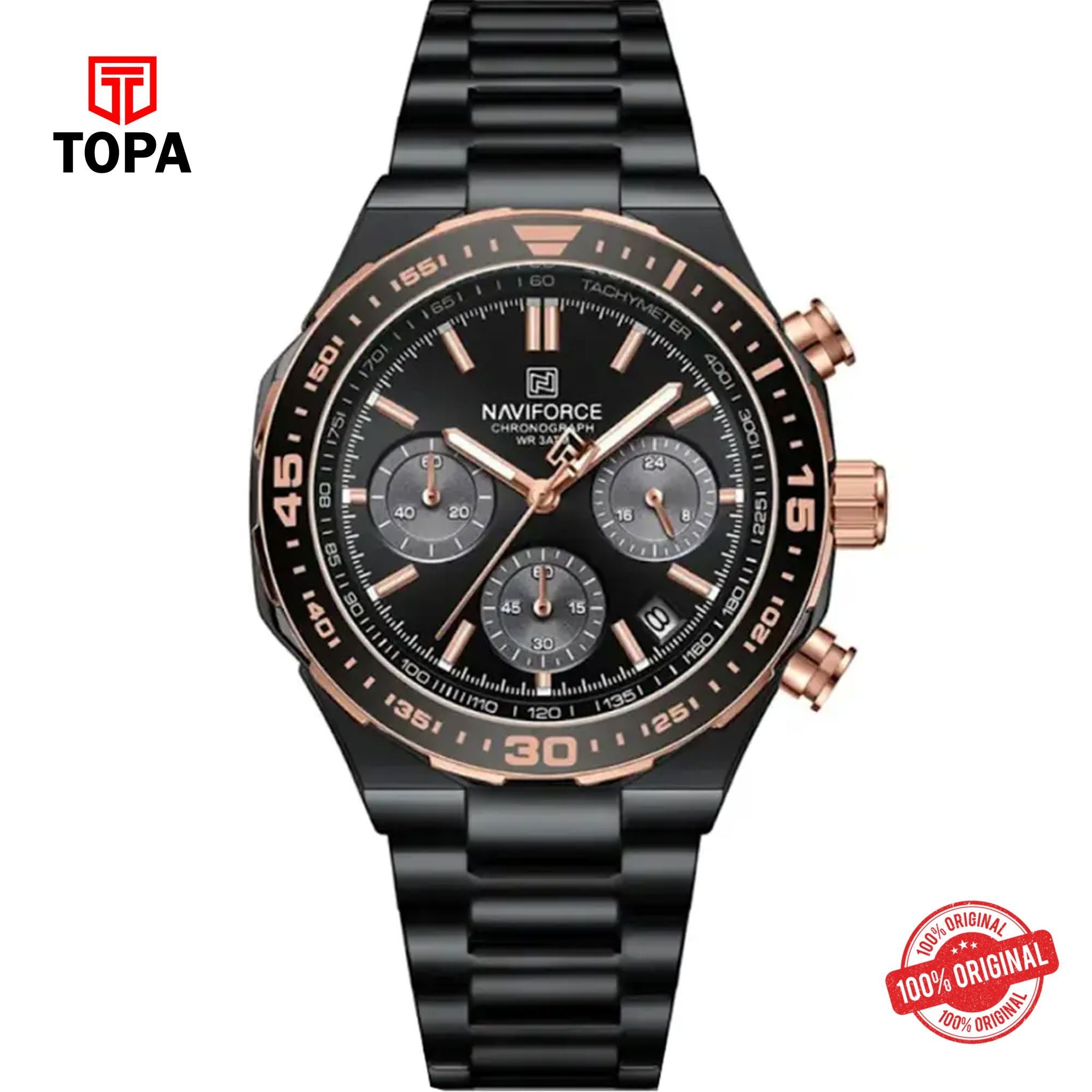 Topa NaviForce-NF8049G-BLK-Metal-Band-Men-Watch - Product Image 1