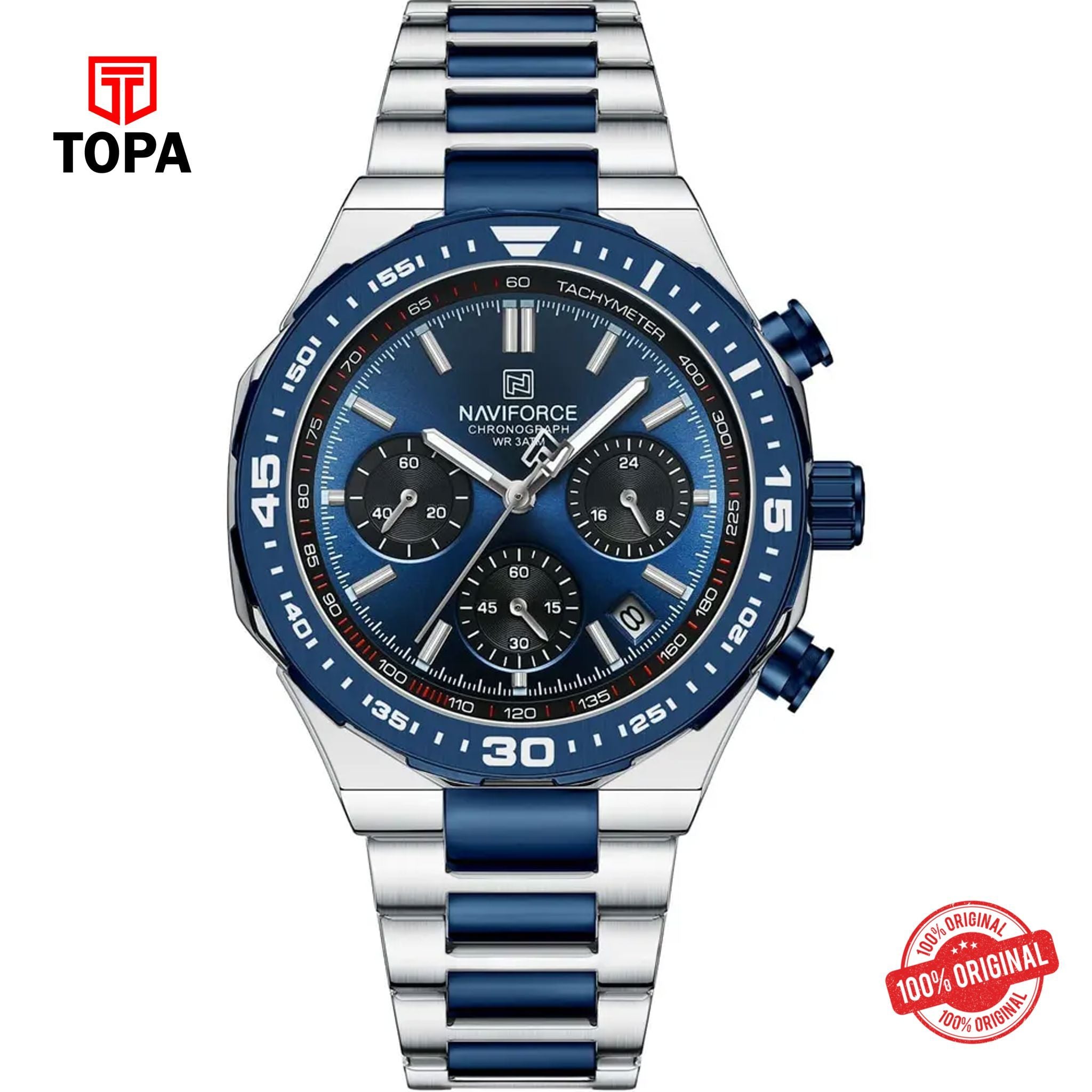 Topa NaviForce-NF8049G-TTBLU-BLU-Metal-Band-Men-Watch - Product Image 1