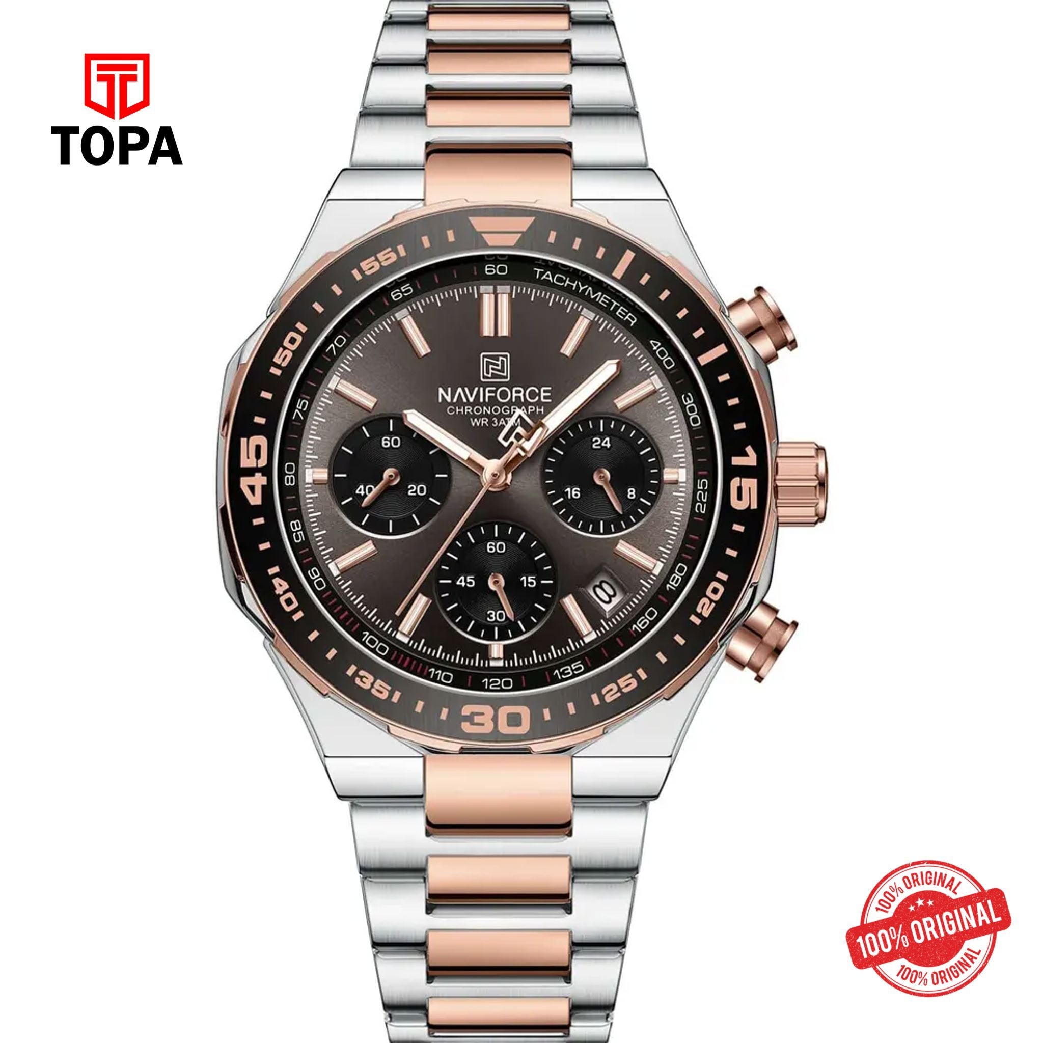 Topa NaviForce-NF8049G-TTRG-GRY-Metal-Band-Men-Watch - Product Image 1