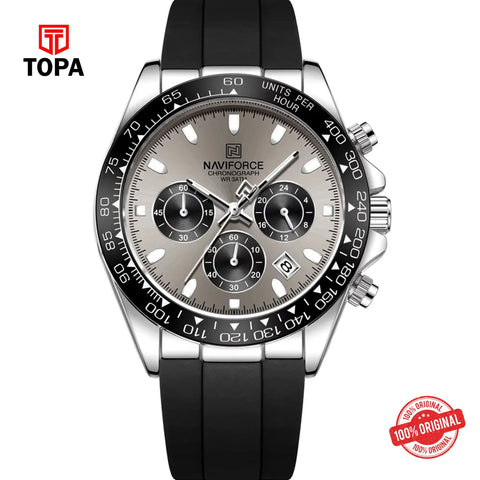 Topa NaviForce-NF8054-CHBLK-GRY-Rubber-Band-Men-Watch - Product Image 1