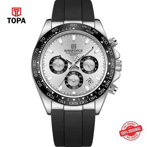 Topa NaviForce-NF8054-CHBLK-WHT-Rubber-Band-Men-Watch - Product Image 1