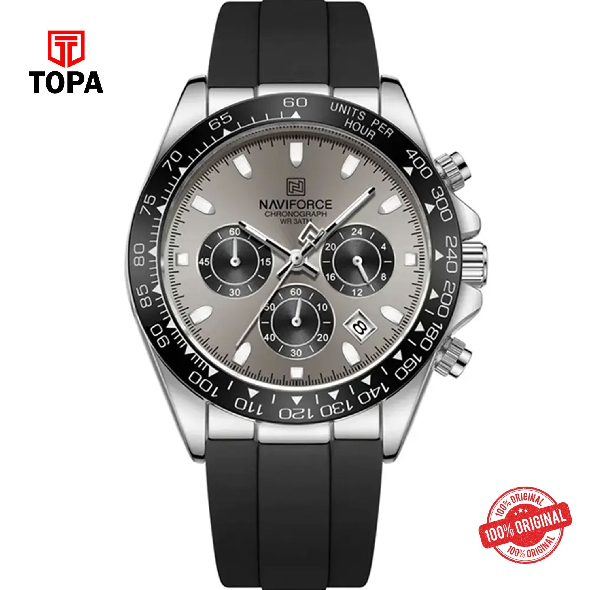 Topa NaviForce-NF8054G-CH-GRY-Rubber-Band-Men-Watch - Product Image 1
