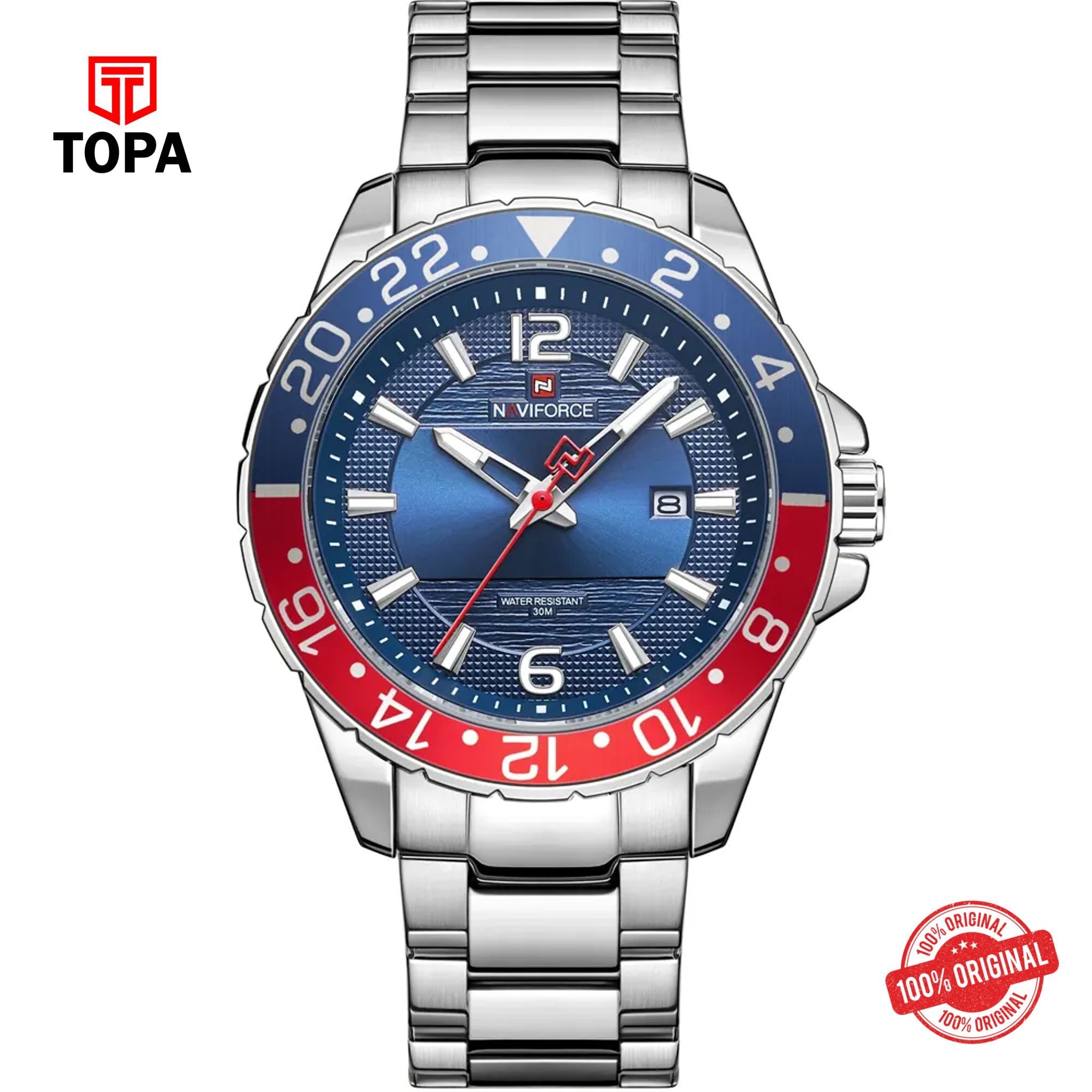 Topa NaviForce-NF9192-CH-BLU-Metal-Band-Men-Watch - Product Image 1