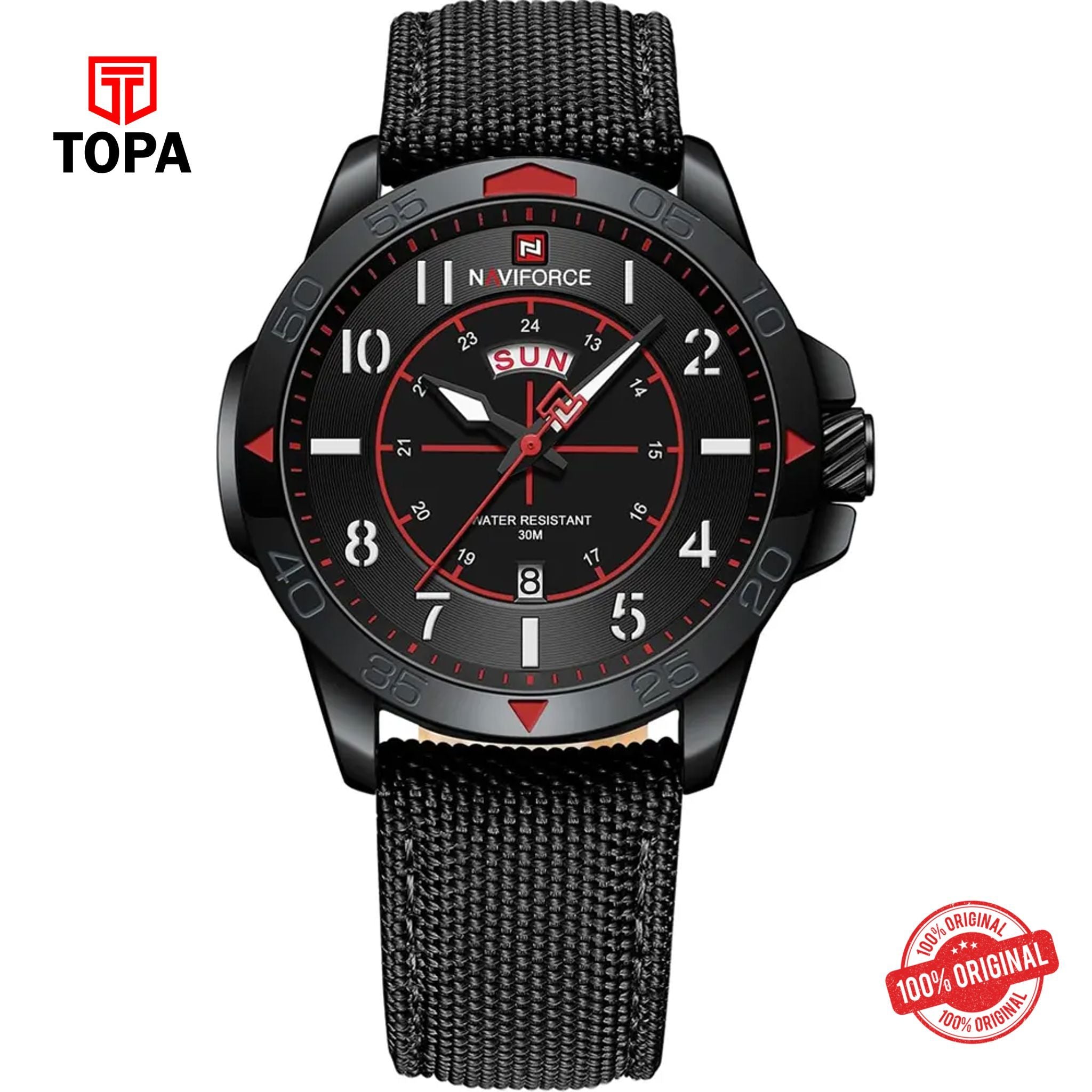 Topa NaviForce-NF9204-BLK-Nylon-Band-Men-Watch - Product Image 1