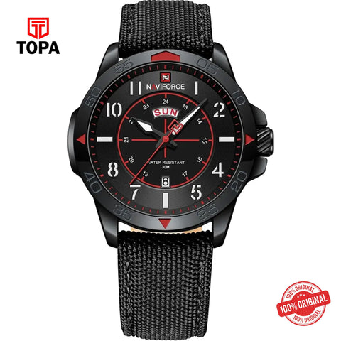 Topa NaviForce-NF9204-BLK-Nylon-Band-Men-Watch - Product Image 1