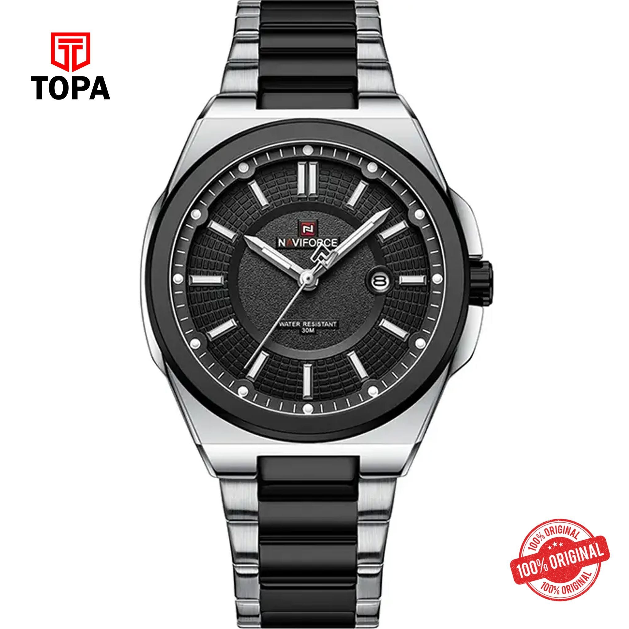 Topa NaviForce-NF9212-TTBLK-BLK-Metal-Band-Men-Watch - Product Image 1