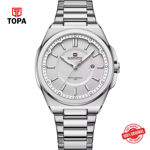 Topa NaviForce-NF9212G-CH-WHT-Metal-Band-Men-Watch - Product Image 1