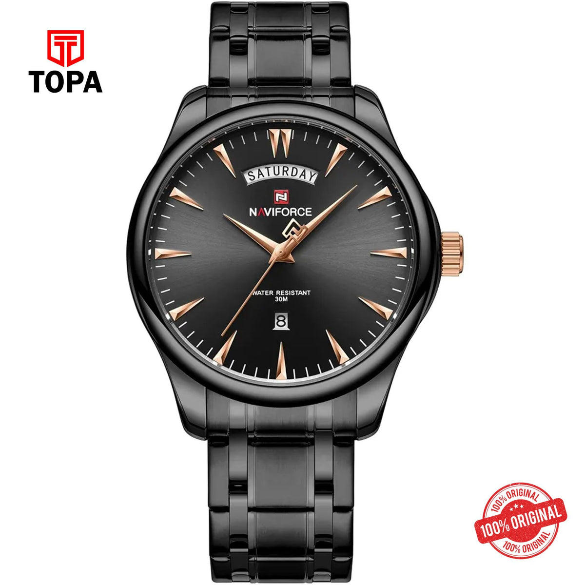 Topa NaviForce-NF9213-BLK-Metal-Band-Men-Watch - Product Image 1