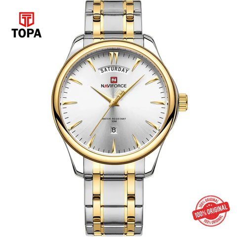 Topa NaviForce-NF9213G-TTGLD-WHT-Metal-Band-Men-Watch - Product Image 1