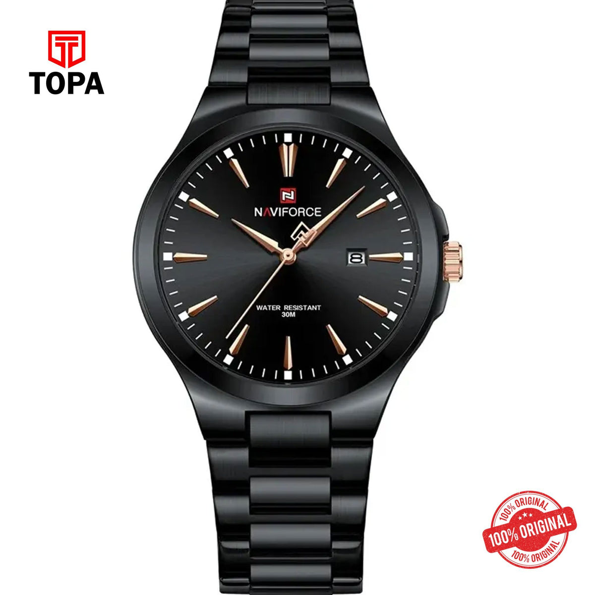 Topa NaviForce-NF9214G-BLK-Metal-Band-Men-Watch - Product Image 1