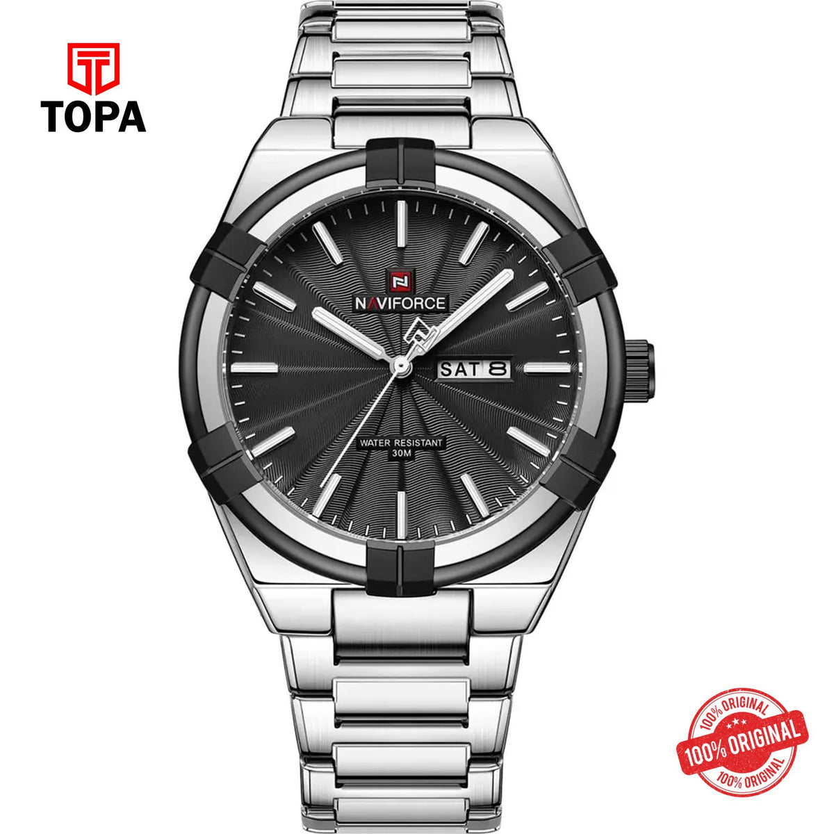 Topa NaviForce-NF9218G-CH-BLK-Metal-Band-Men-Watch - Product Image 1