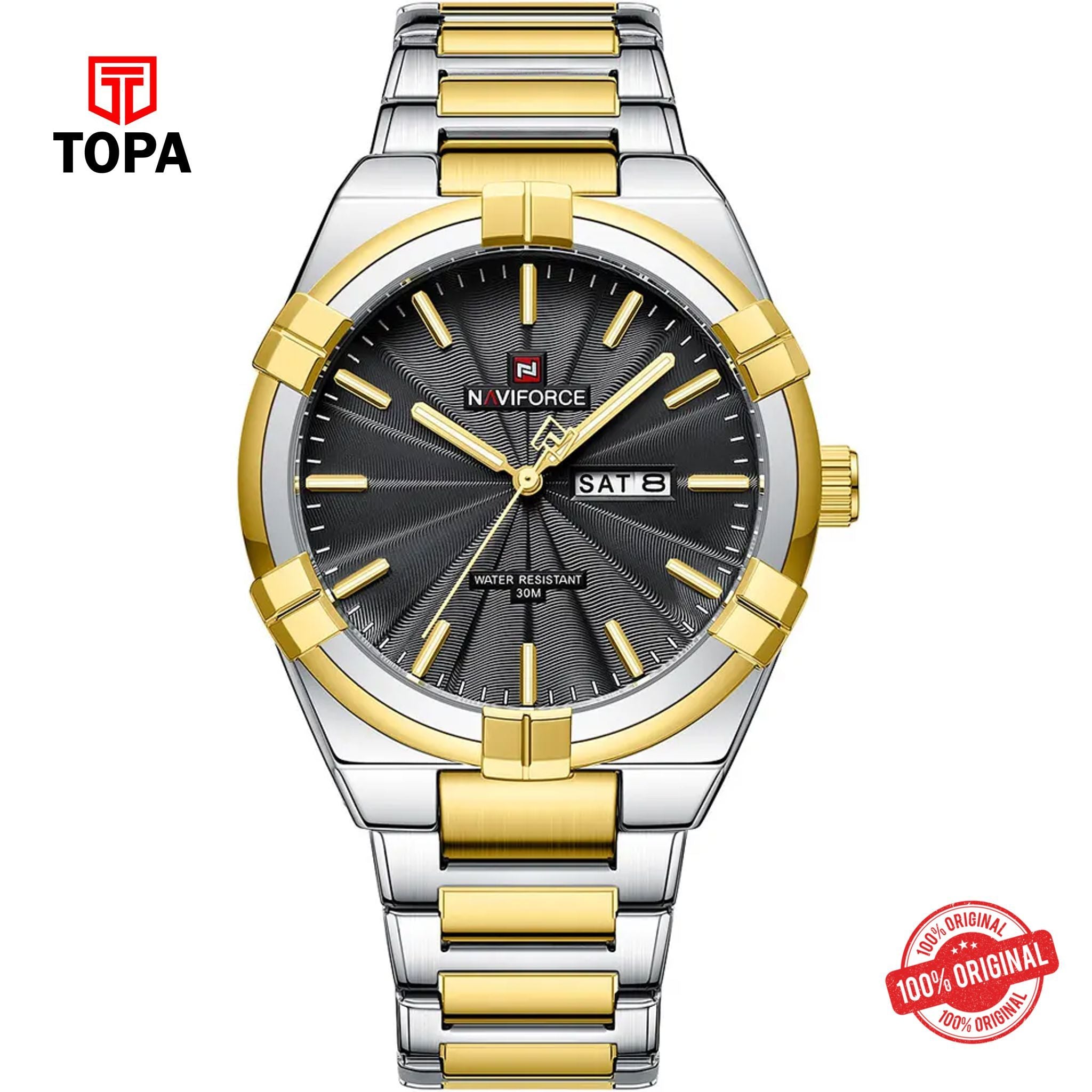 Topa NaviForce-NF9218G-TTGLD-BLK-Metal-Band-Men-Watch - Product Image 1