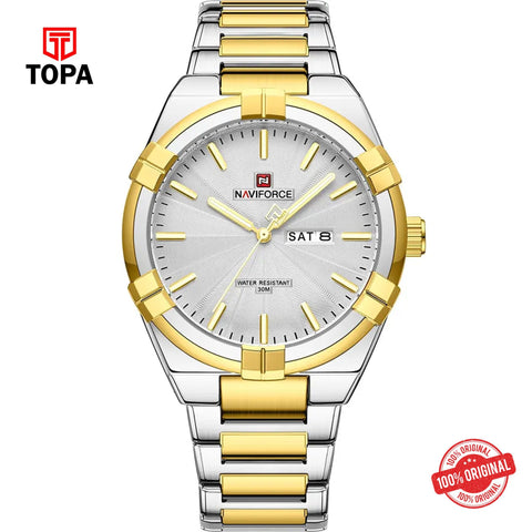 Topa NaviForce-NF9218G-TTGLD-WHT-Metal-Band-Men-Watch - Product Image 1