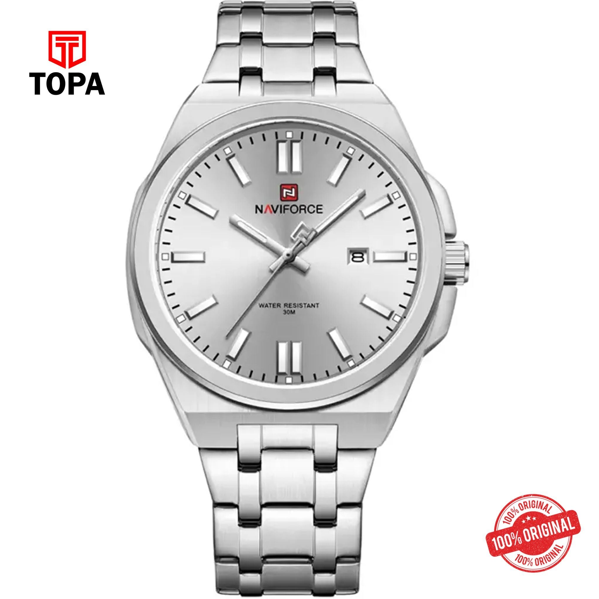 Topa NaviForce-NF9226G-CH-WHT-Metal-Band-Men-Watch - Product Image 1