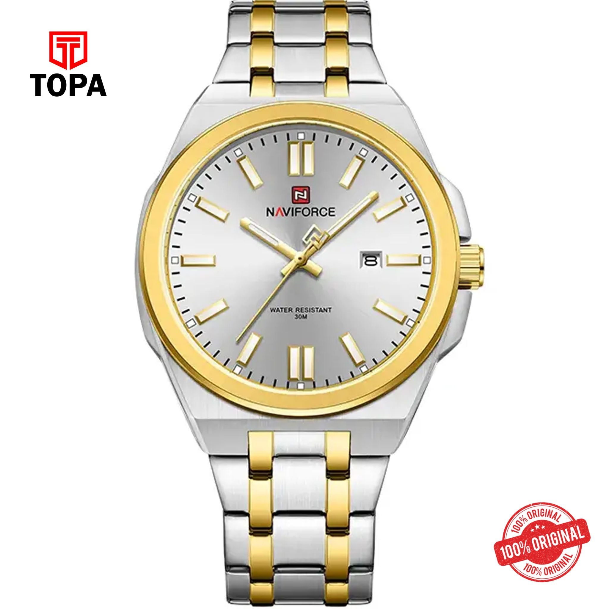 Topa NaviForce-NF9226G-TTGLD-WHT-Metal-Band-Men-Watch - Product Image 1