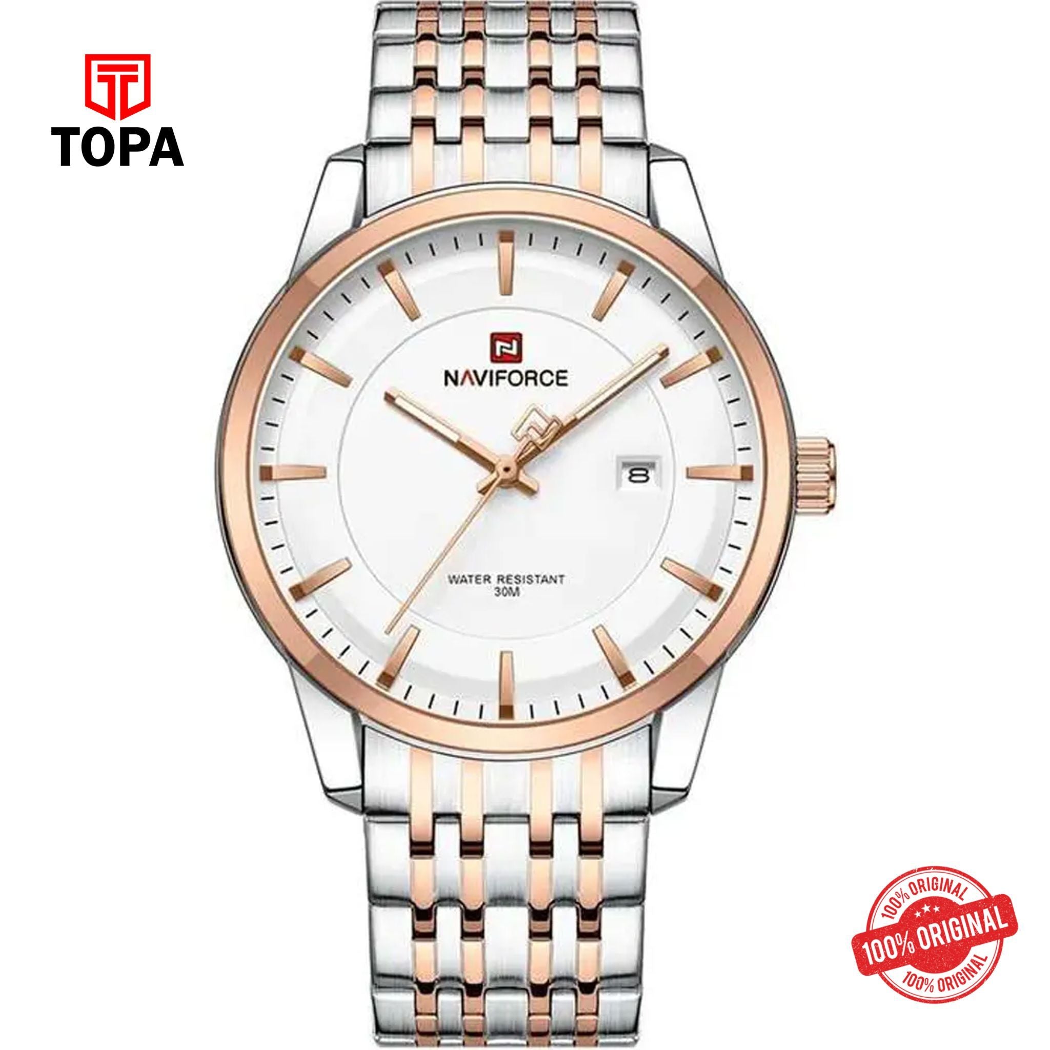 Topa NaviForce-NF9228-TTRS-WHT-Metal-Band-Men-Watch - Product Image 1