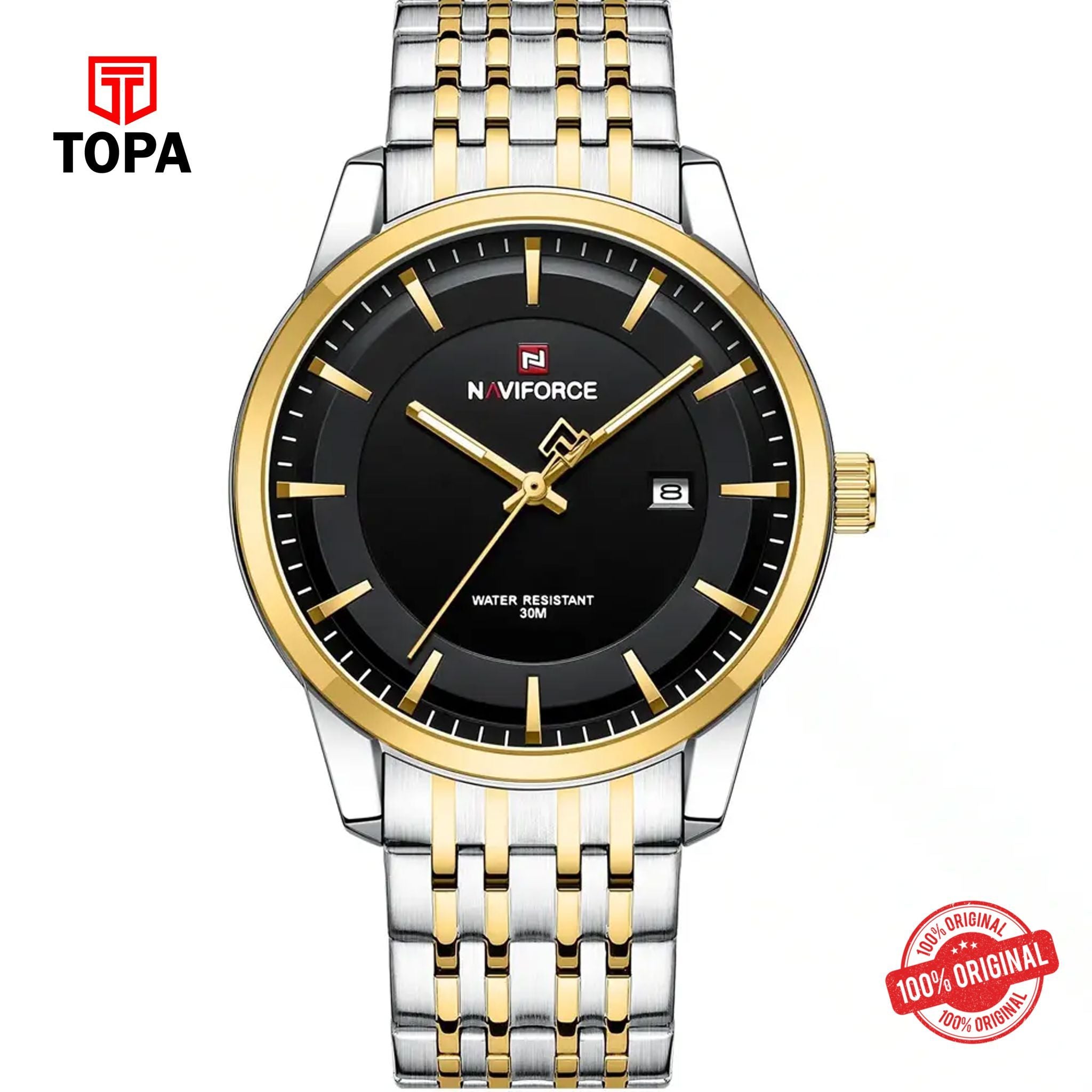 Topa NaviForce-NF9228G-TTGLD-BLK-Metal-Band-Men-Watch - Product Image 1