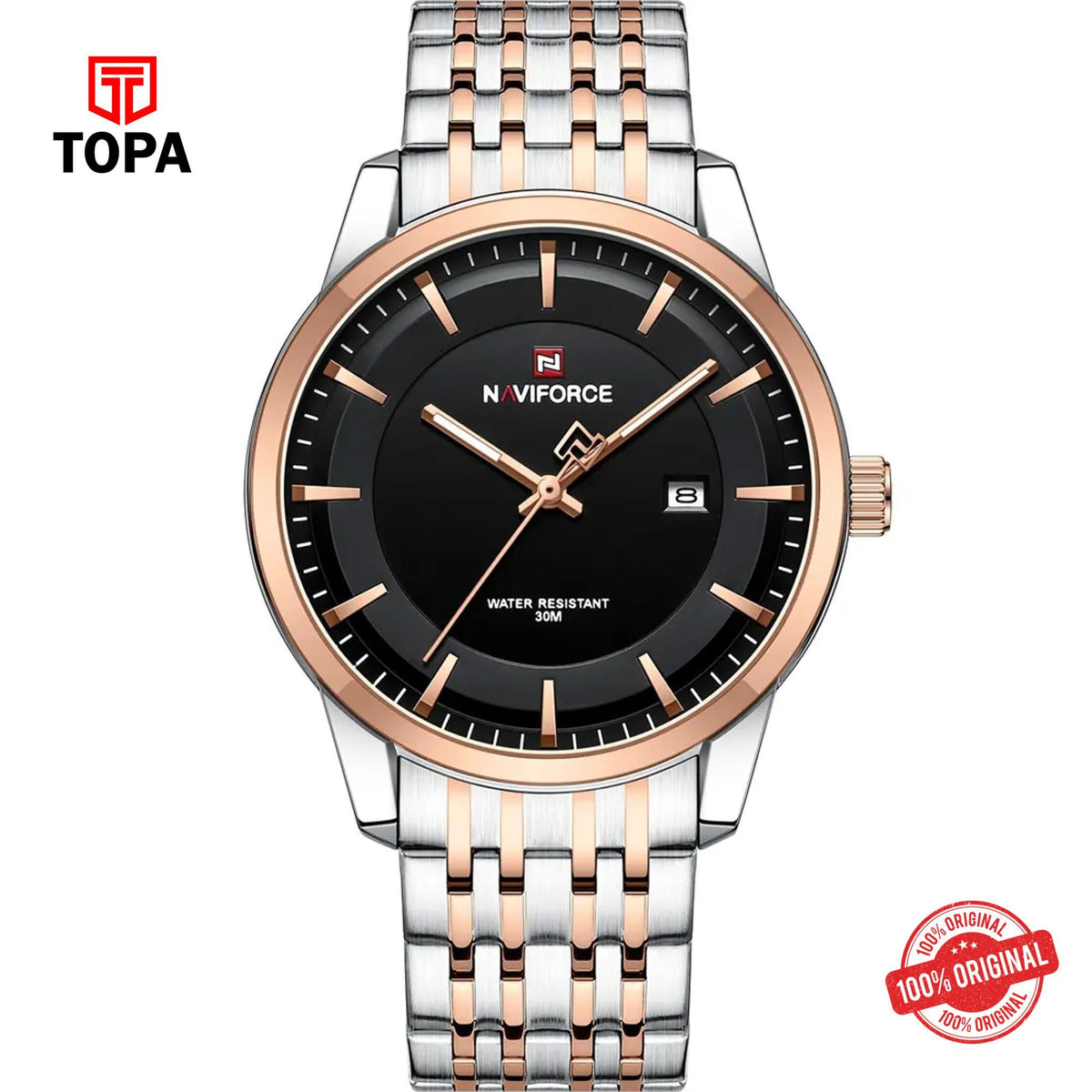 Topa NaviForce-NF9228G-TTRG-BLK-Metal-Band-Men-Watch - Product Image 1