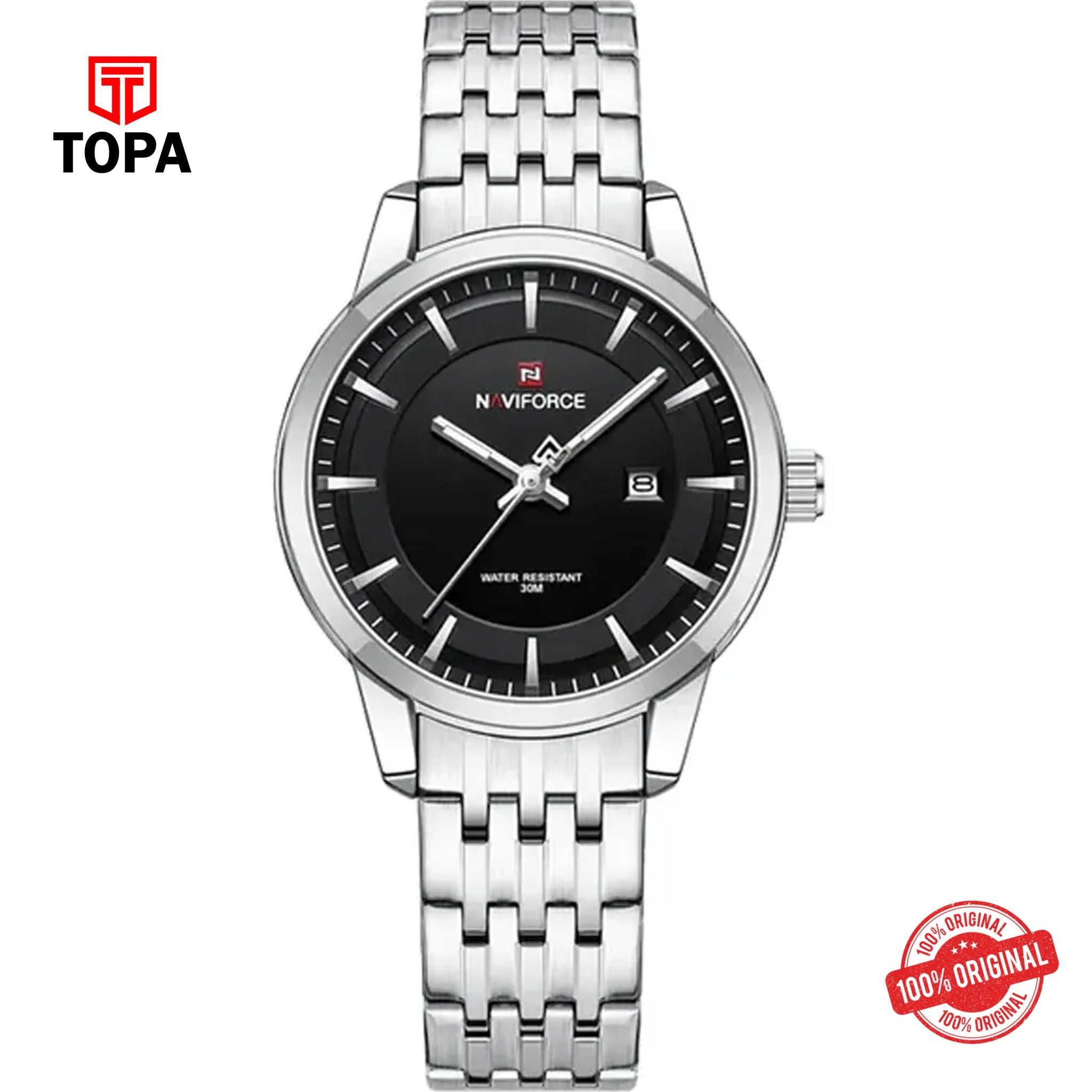 Topa NaviForce-NF9228L-CH-BLK-Metal-Band-Women-Watch - Product Image 1