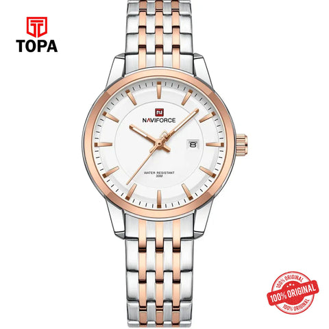 Topa NaviForce-NF9228L-TTRG-WHT-Metal-Band-Women-Watch - Product Image 1