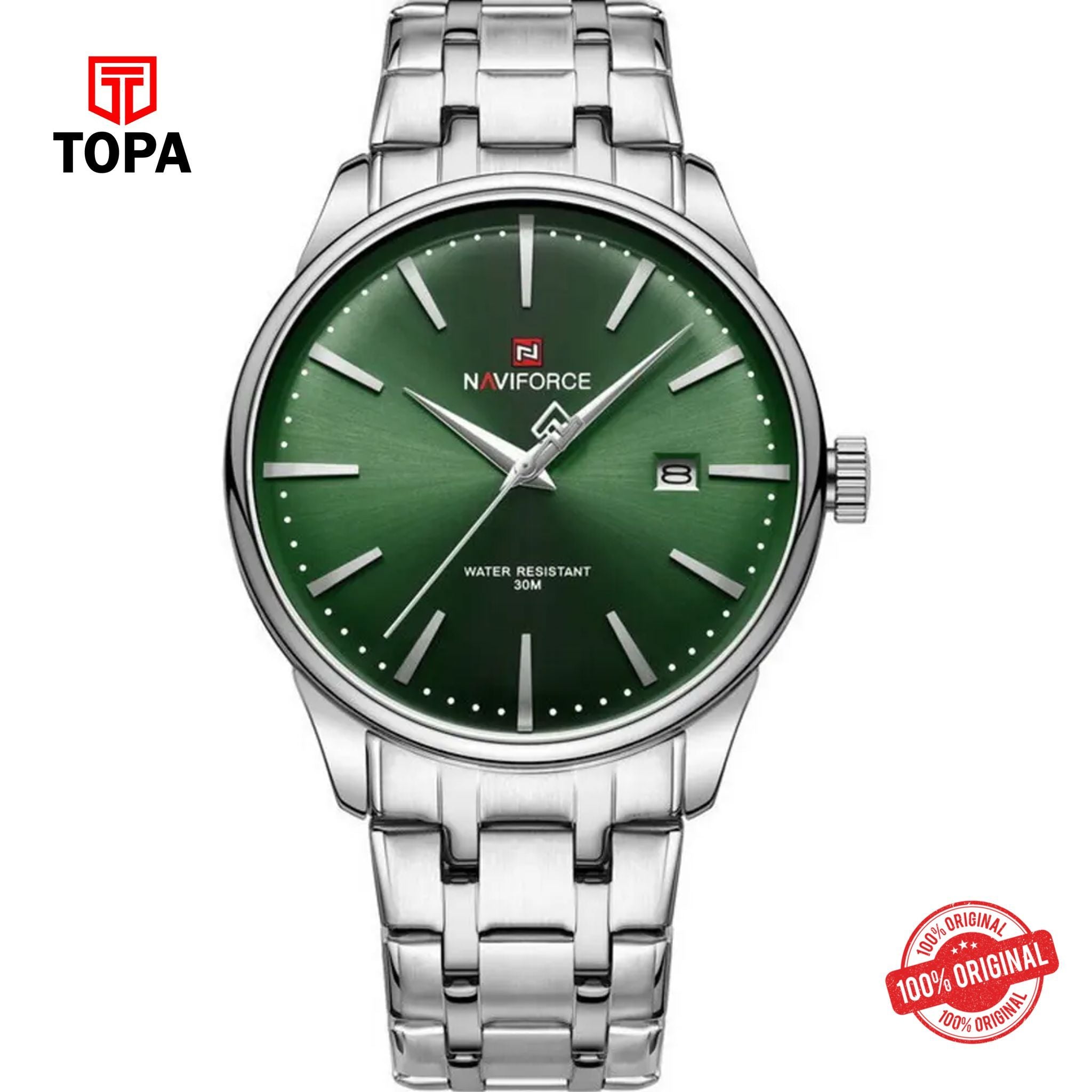 Topa NaviForce-NF9230G-CH-GRN-Metal-Band-Men-Watch - Product Image 1