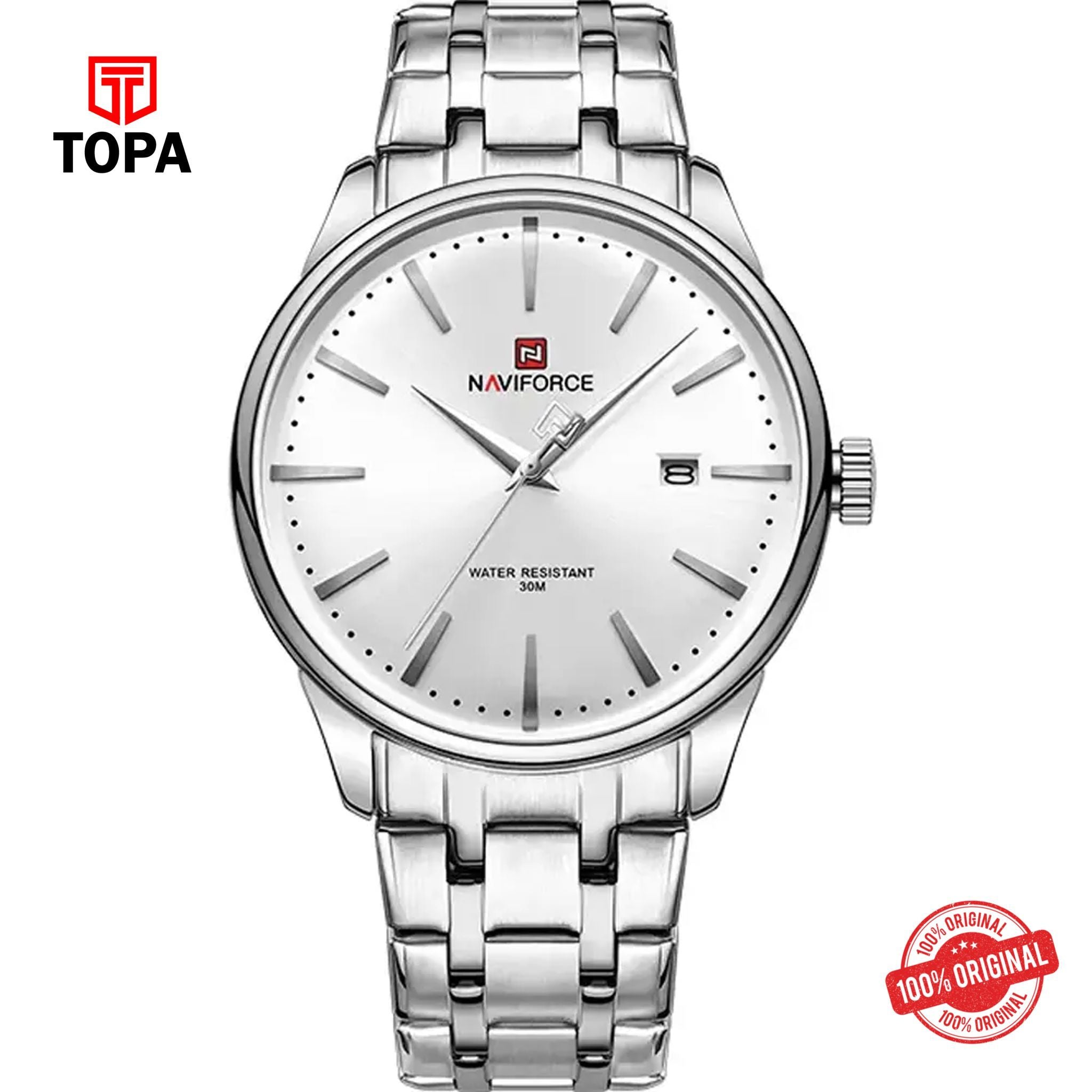 Topa NaviForce-NF9230G-CH-WHT-Metal-Band-Men-Watch - Product Image 1