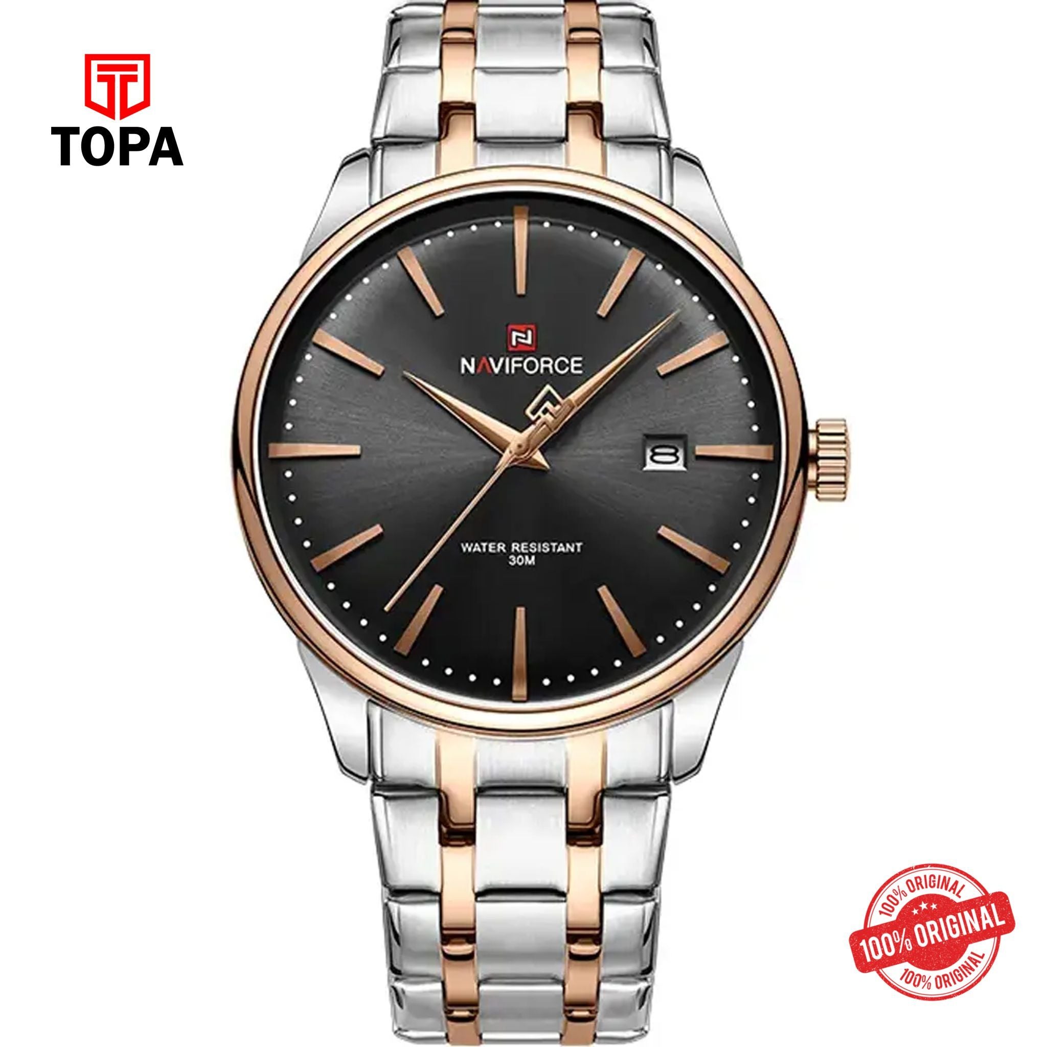 Topa NaviForce-NF9230G-TTRG-BLK-Metal-Band-Men-Watch - Product Image 1
