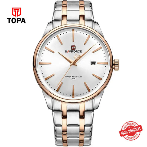 Topa NaviForce-NF9230G-TTRG-WHT-Metal-Band-Men-Watch - Product Image 1