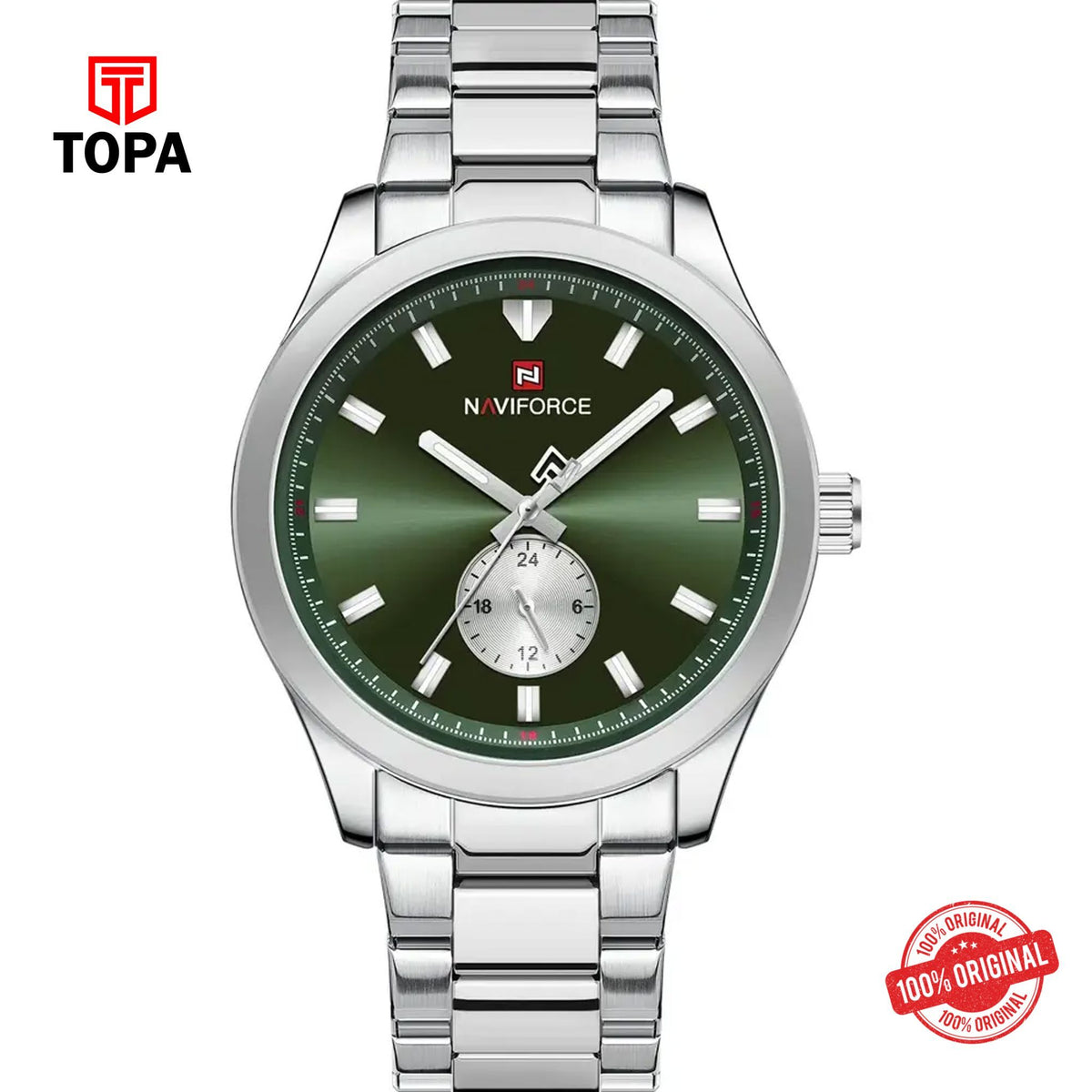 Topa NaviForce-NF9231G-CH-GRN-Metal-Band-Men-Watch - Product Image 1