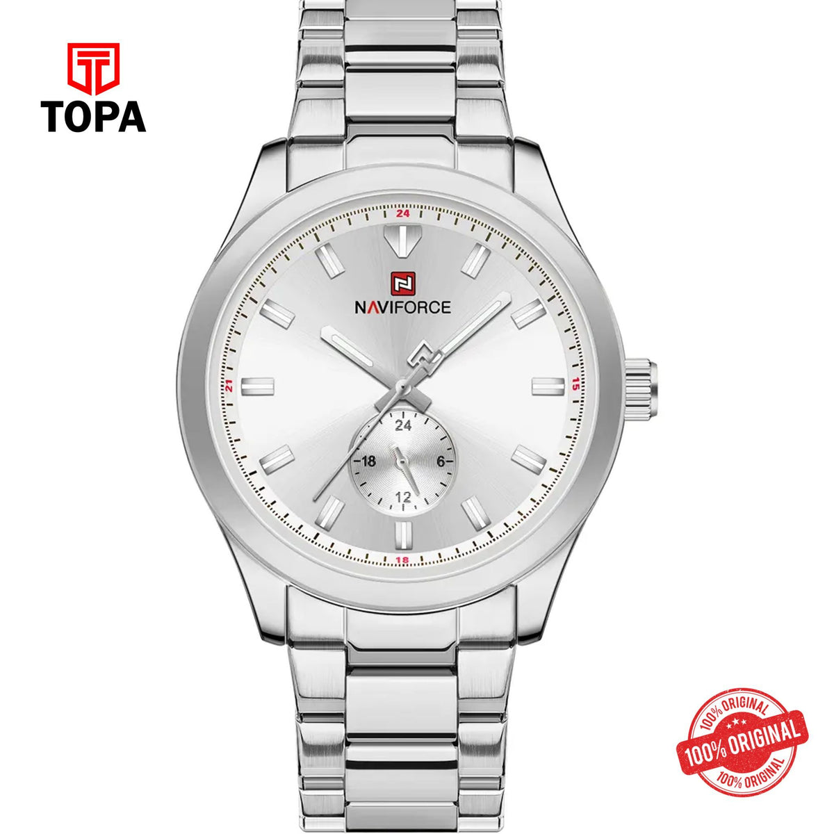 Topa NaviForce-NF9231G-CH-WHT-Metal-Band-Men-Watch - Product Image 1