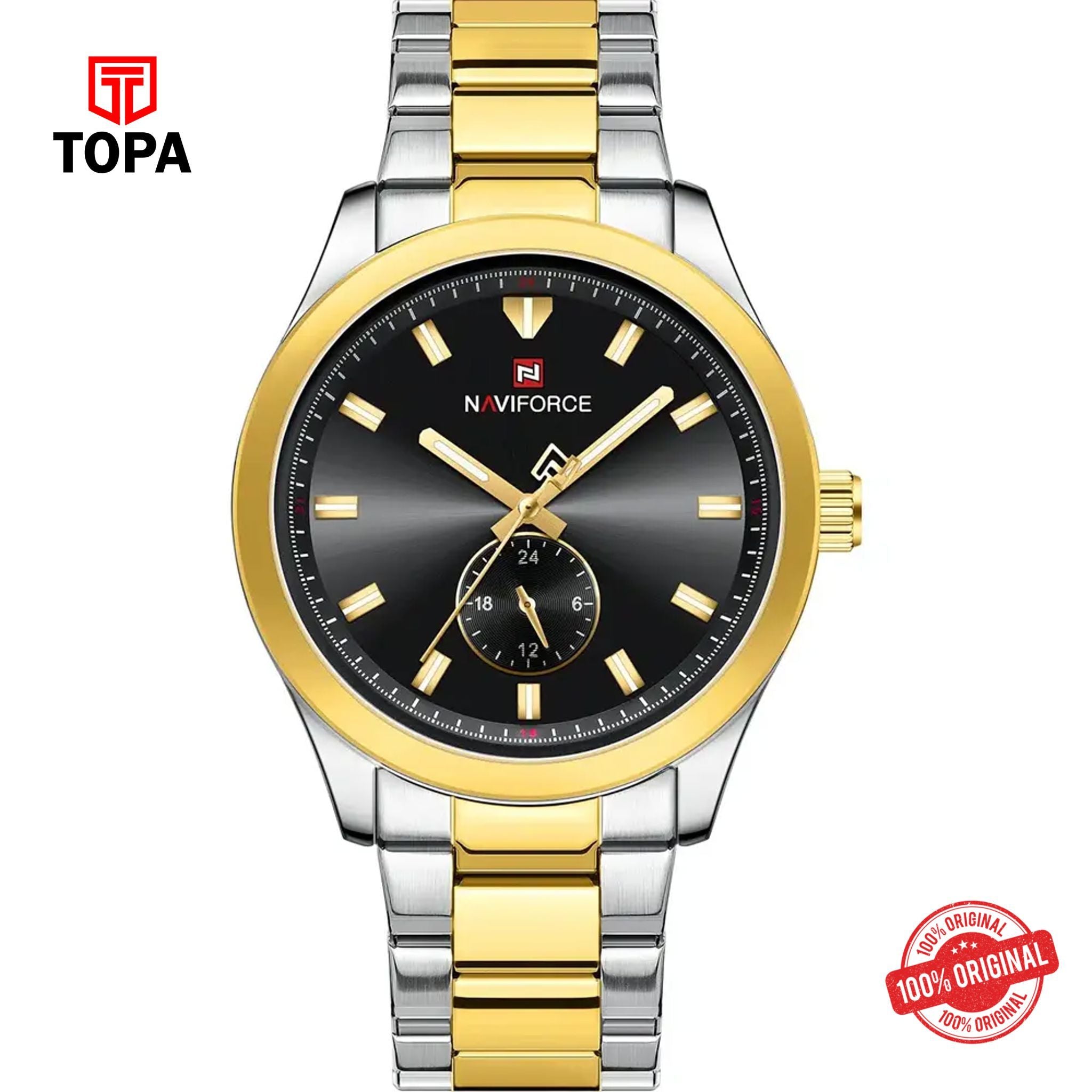 Topa NaviForce-NF9231G-TTGLD-BLK-Metal-Band-Men-Watch - Product Image 1