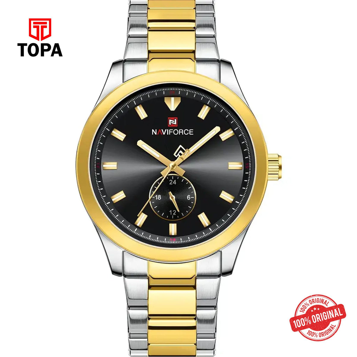 Topa NaviForce-NF9231G-TTGLD-BLK-Metal-Band-Men-Watch - Product Image 1