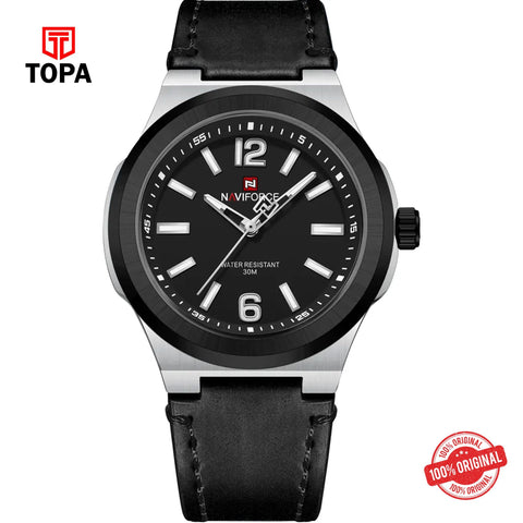 Topa NaviForce-NF9233G-CH-BLK-Leather-Band-Men-Watch - Product Image 1