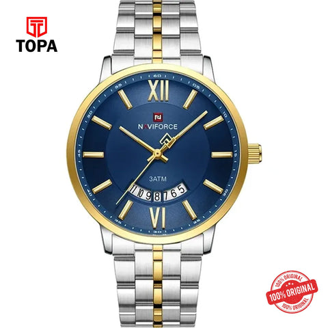 Topa NaviForce-NF9238G-TTGLD-BLU-Metal-Band-Men-Watch - Product Image 1