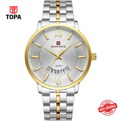 Topa NaviForce-NF9238G-TTGLD-WHT-Metal-Band-Men-Watch - Product Image 1