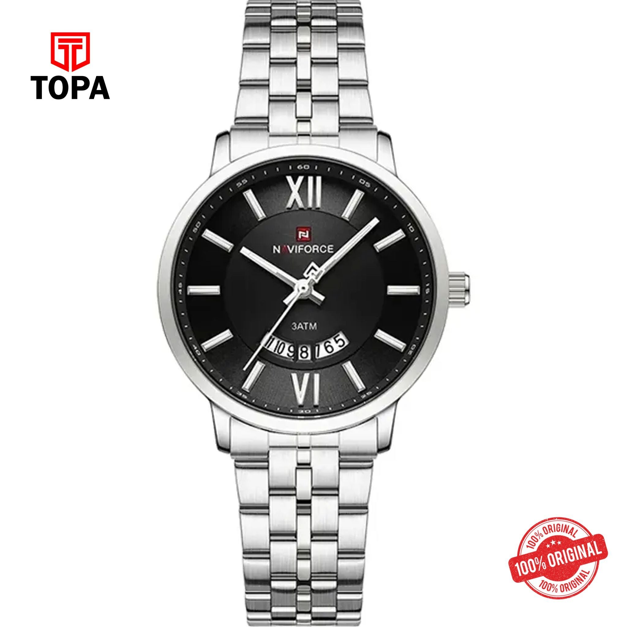 Topa NaviForce-NF9238L-CH-BLK-Metal-Band-Women-Watch - Product Image 1