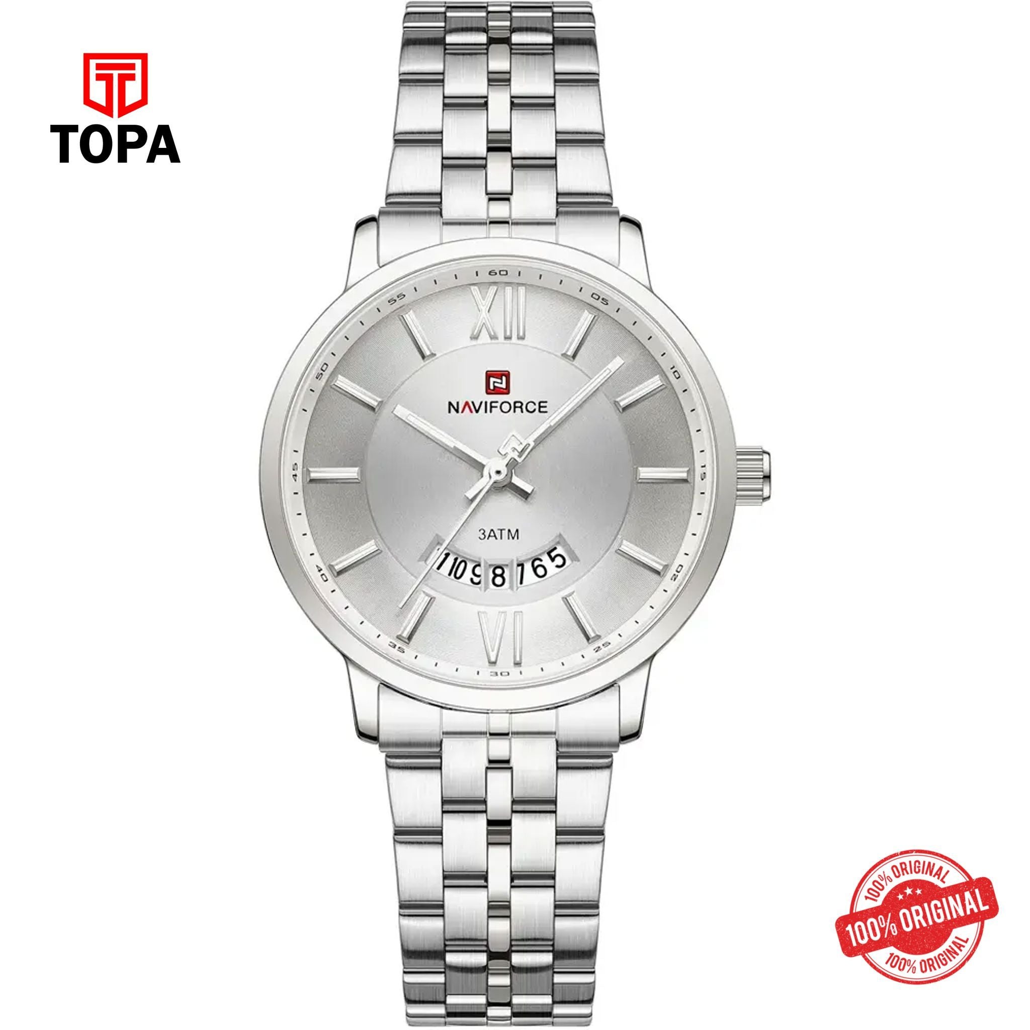 Topa NaviForce-NF9238L-CH-WHT-Metal-Band-Women-Watch - Product Image 1