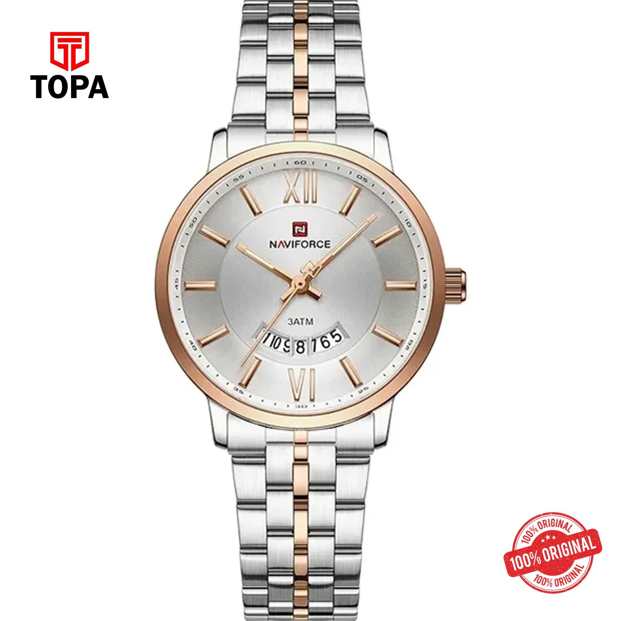 Topa NaviForce-NF9238L-TTRG-WHT-Metal-Band-Women-Watch - Product Image 1