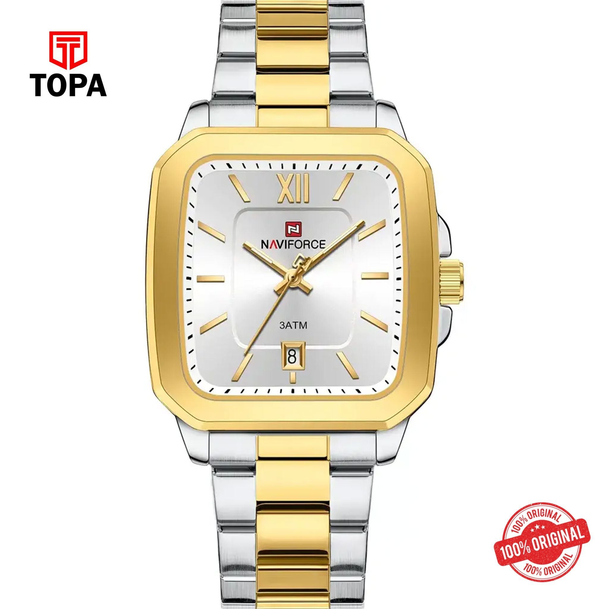 Topa NaviForce-NF9239G-TTGLD-WHT-Metal-Band-Men-Watch - Product Image 1