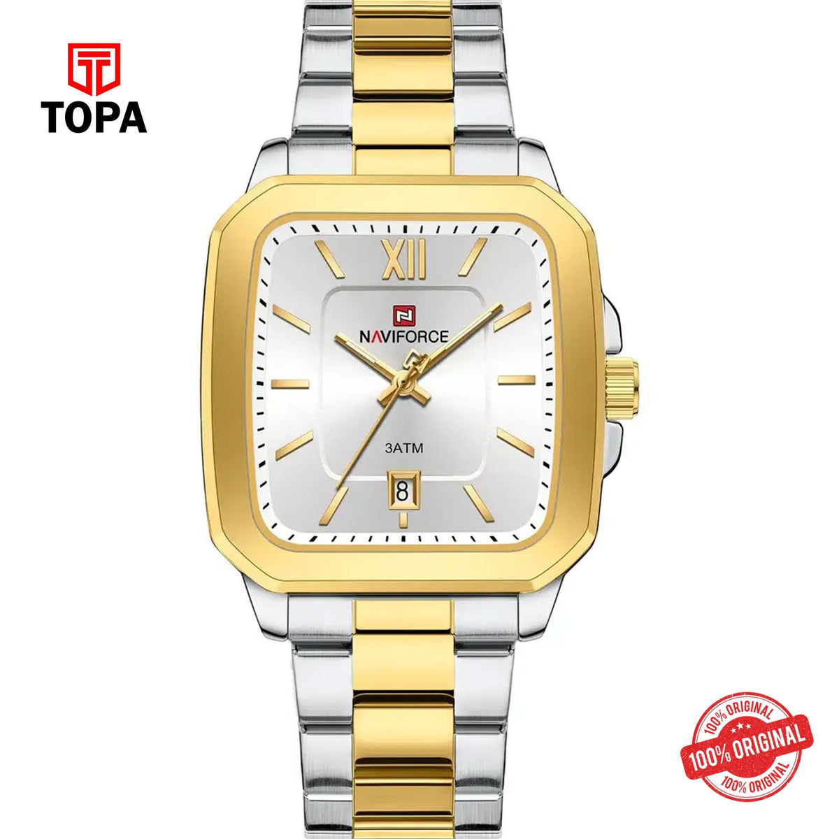 Topa NaviForce-NF9239G-TTGLD-WHT-Metal-Band-Men-Watch - Product Image 1