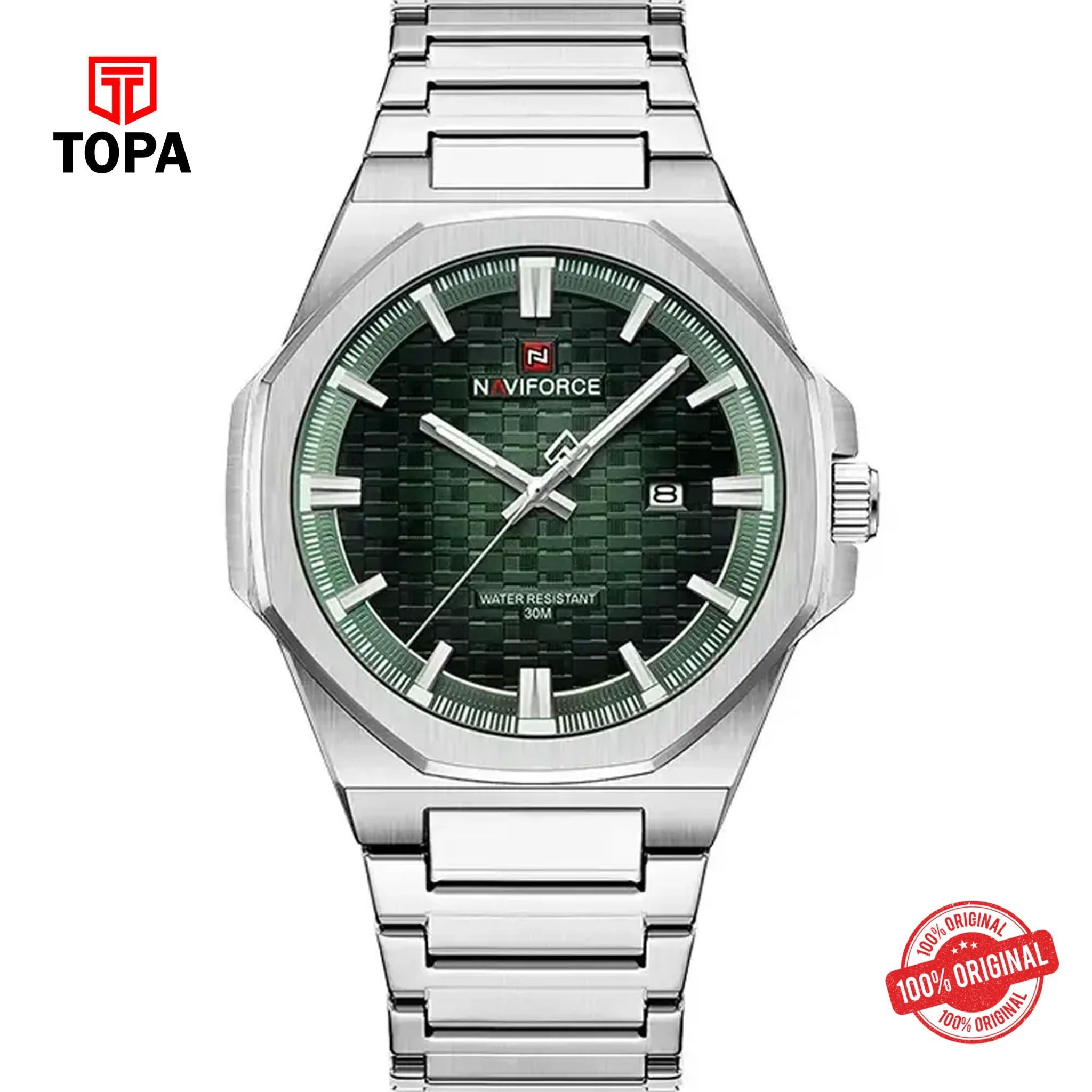 Topa NaviForce-NF9245G-CH-GRN-Metal-Band-Men-Watch - Product Image 1
